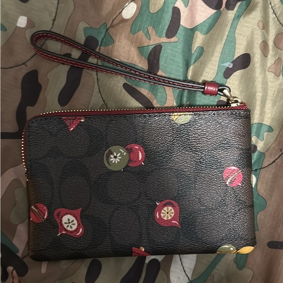 Holiday Coach Black Wristlet with Red and Green Accents - Picture 2 of 4